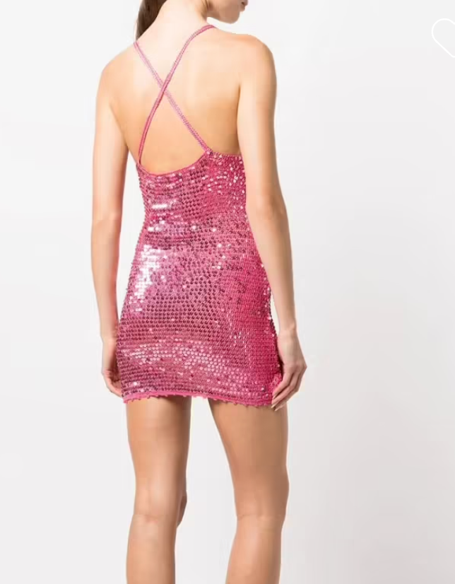 RETROFETE ELLIANA SEQUIN MINI DRESS PINK